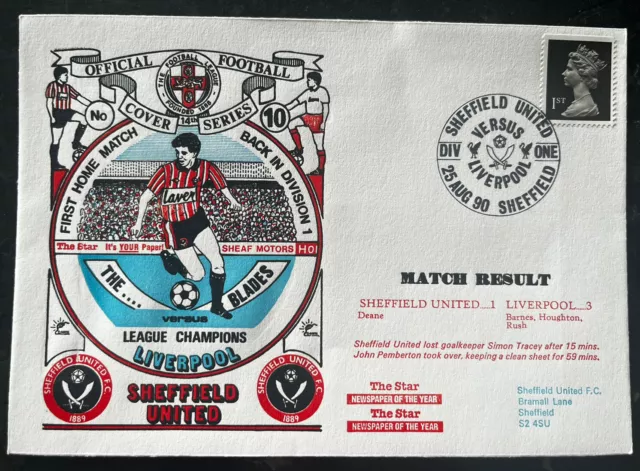 Sheffield United v Liverpool Dawn First Day Cover 25th August 1990