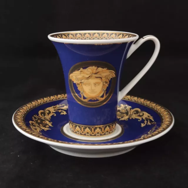 Rosenthal Versace Medusa blue Set of Espresso Cup & Saucer (defect) (D0471)