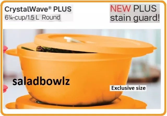 TUPPERWARE Crystalwave Plus 7.5 cup, 1.8L Round microwavable Cristal Flash  New !