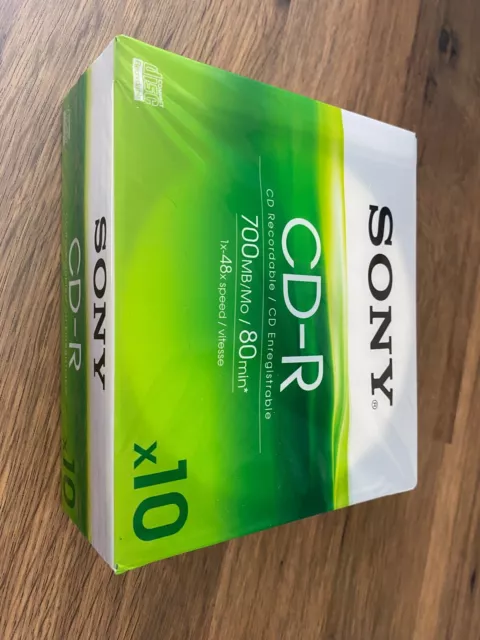 10er-Pack Sony beschreibbare 700MB 48x 80 Min CD-R leere Discs in Hüllen - Neu 1