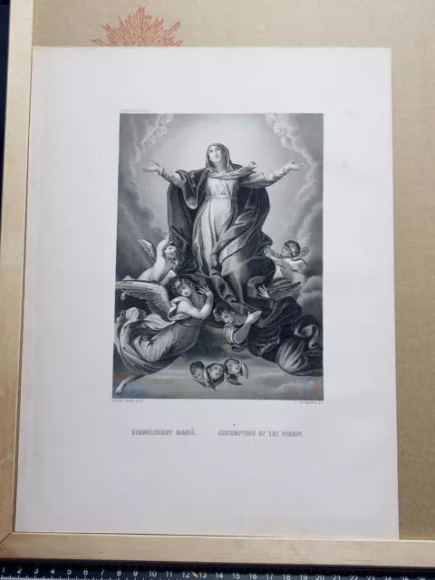 Guido Reni Assunzione Di Maria Angelo 1872 Antiquarium Incisione Su Acciaio... 3