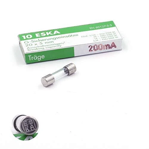 10x Fusible temporisé T en verre 200mA / 250VAC 5x20mm
