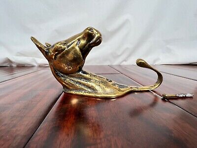 Vintage Horse Head Bust Brass Hanging Wall Coat Hook 6" Country Ranch Rodeo