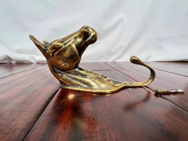 Vintage Horse Head Bust Brass Hanging Wall Coat Hook 6" Country Ranch Rodeo