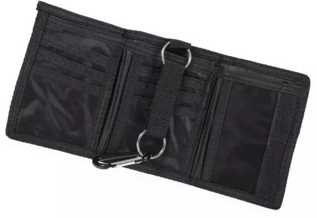 Mens Boys Sports Wallet Nylon Belt Clip Credit/Debit Card TriFold Black