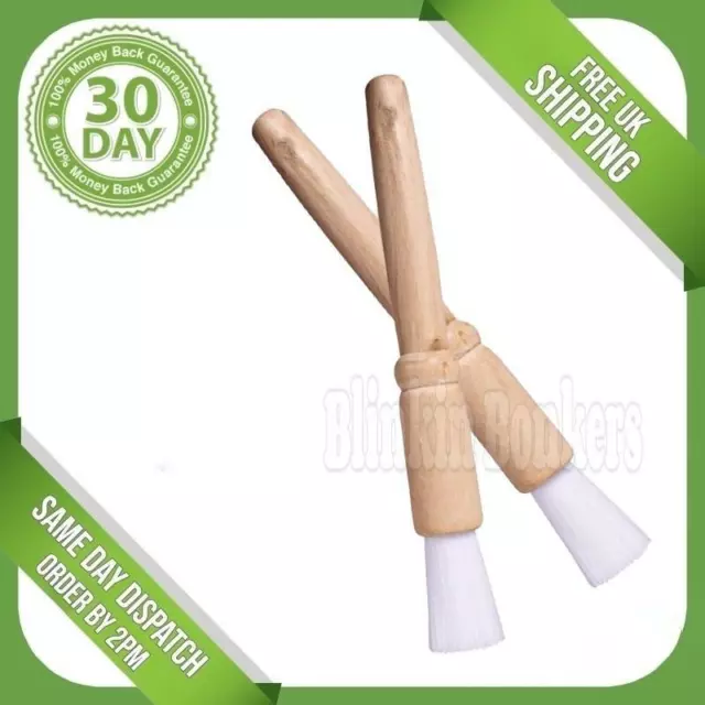Two Wooden Pastry Brush Baking Bbq Oil Basting Glazing Cooking Bristle Kitchen