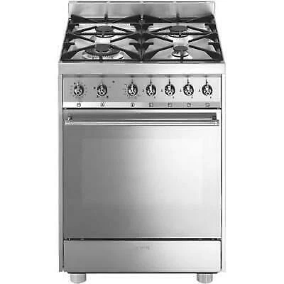 CUCINA SMEG INOX 4 FUOCHI CON MAXI FORNO PIROLITICO CLASSE A -10% mod. CP60X9