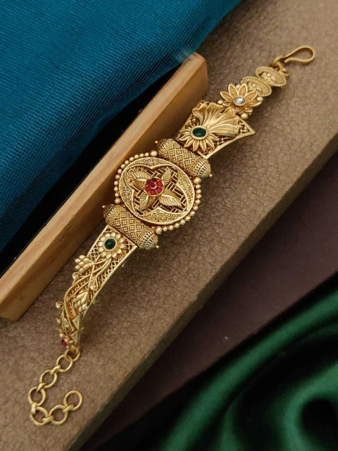 Bollywood Stile Placcato Oro India Bracciale Regolabile Polso Belt Gioielli Set