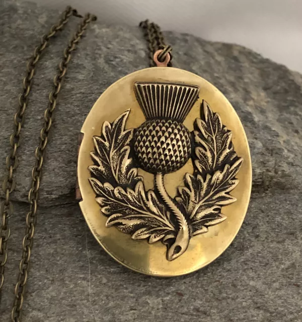 Thistle Vtg Celtic Locket Necklace Scottish Flower of Scotland & the Highlands Thistle Vtg Celtic Locket Necklace Scottish Flower of Scotland & the Highlands