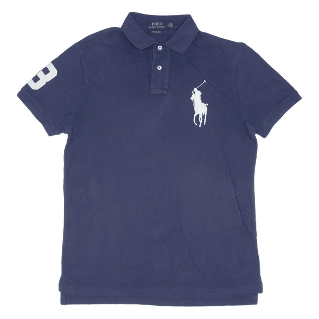 Polo Polo Ralph Lauren personalizzata slim fit blu manica corta da uomo M