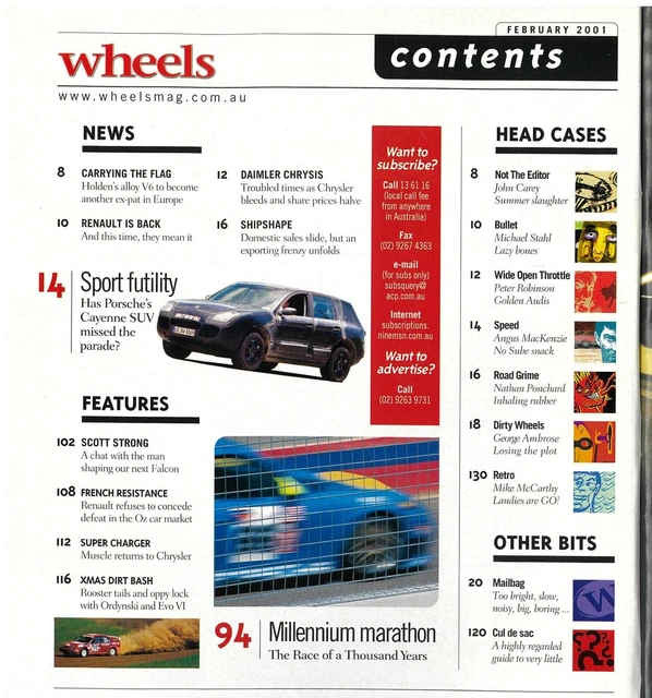 WHEELS CAR MAGAZINE February 2001 Honda Prelude Nissan 200SX Toyota