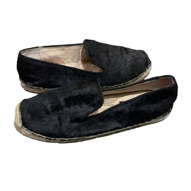 Steven by Steve Madden Lanii Black Calf Hair Espadrilles Shoes Womens Size 8.5