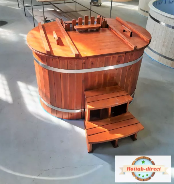 OVAL HOT TUB WITH INSIDE HEATER FOR 2 PERSONS , wood burning heater Ofuro bath