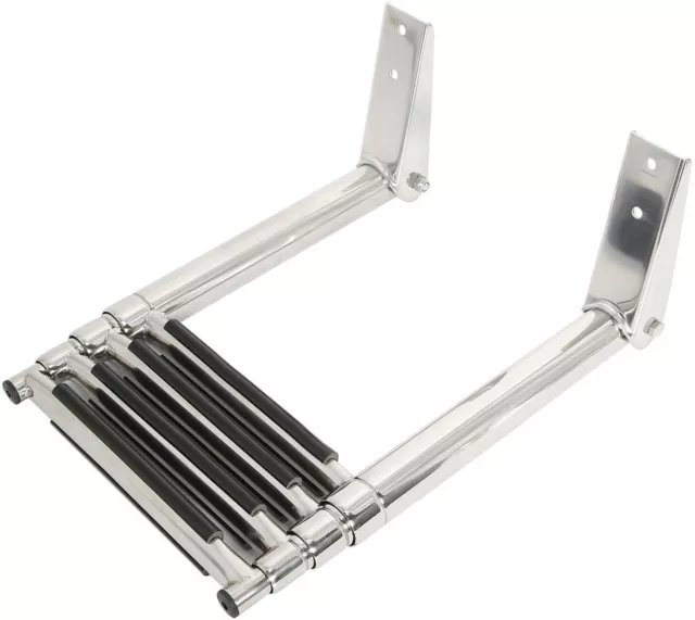 4 Step Stainless Marine Boat Ladder Telescoping Drop Dock Ladder Swim Ladder