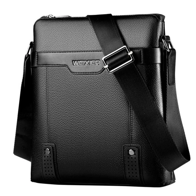 Men's New Business Black Leather Shoulder Bag Messenger Large Crossbody Handbags 3