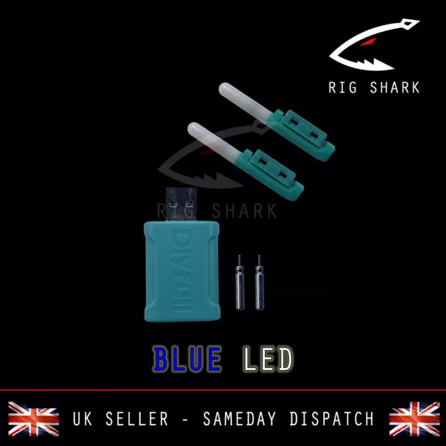 Rig Shark™ SMART BLUE LED Night Sea Fishing Rod Tip Light + USB Charger combo