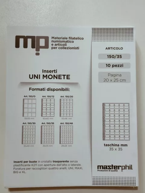 Pagine 35 Tasche Bordo Rinforzato X 2 Euro Fogli X Contenitore Monete Masterphil