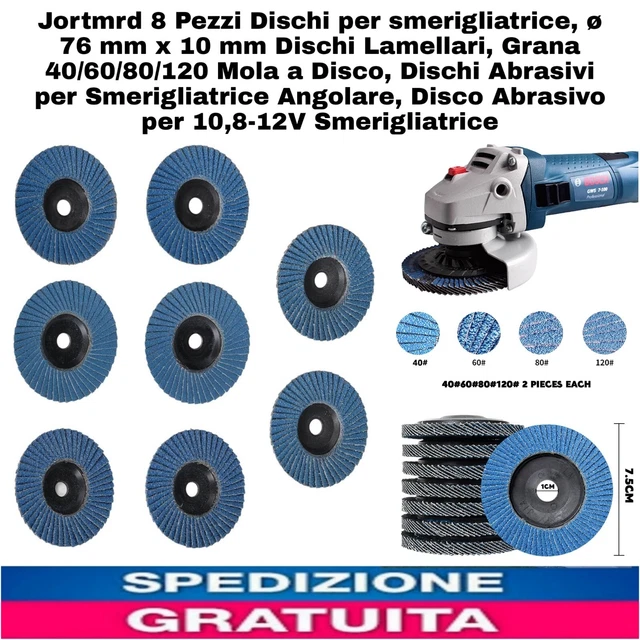 8 Dischi Abrasivi Per Smerigliatrice - Ø76mm, Grana 40/60/80/120 | Per Metallo, Legno E Vernici - Foto 9