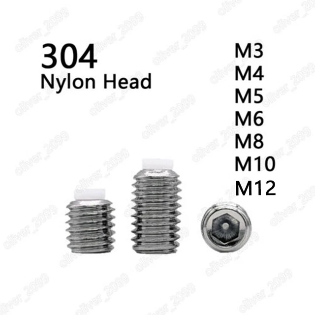 304 Stainless Steel Hexagon Socket Set Screw With Nylon Dog Point M3 M4 M5-M12