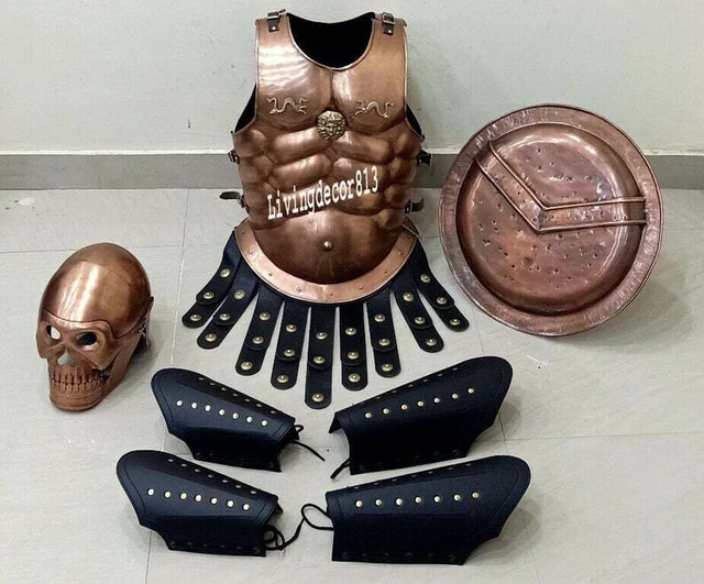 Medieval Muscles Jacket Chest Copper Set Skull Helmet Leather Leg Arm Guards