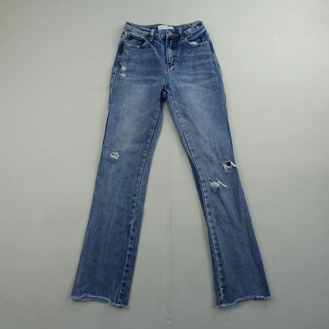 Flying Monkey Ultra High Rise Straight Jeans Teens Womens 22 Blue Distressed