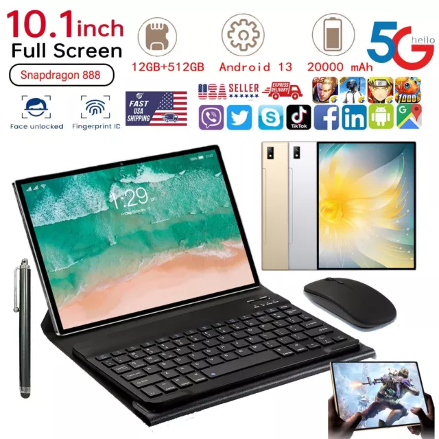10.1 "Tablet PC Android 13 Snapdragon 888 HD 4K 12GB+512GB 6+128GB Deca Core US