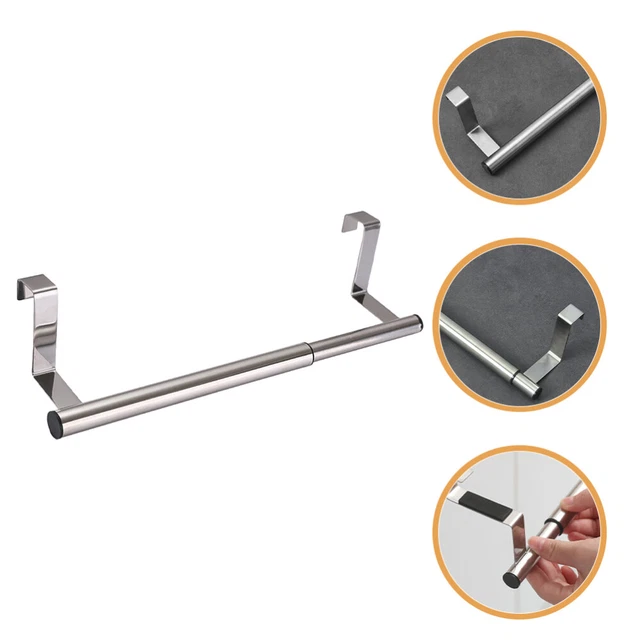 cabinet towel holder Door Behind Nail-free  Metal Telescopic Towel Rack Over The