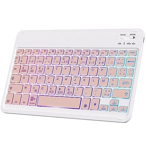 IVSOTEC Clavier Bluetooth AZERTY, Clavier pour Android, Windows, iOS, pour Table