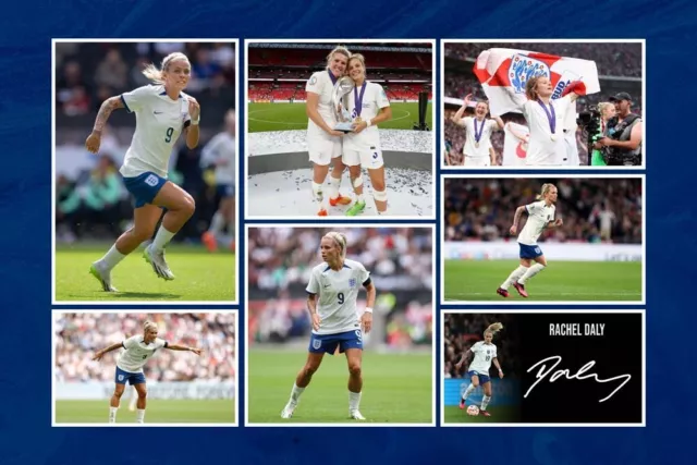 Rachel Daly England Lionesses Signed Pre-Print 12x8 Montage PHOTO Gift World Cup