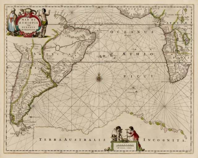 Antique Map of South America and Southern Africa by: Jansson 1650