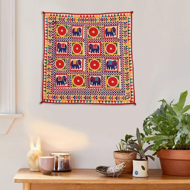 70-80 Year old Handmade Antique Indian Gujrati Textile, Vintage Tribal Tapestry