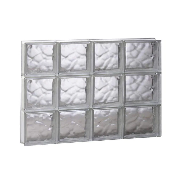 Clearly Secure Glass Block Window 25"x 17.25" Double Pane Frameless Wave Pattern