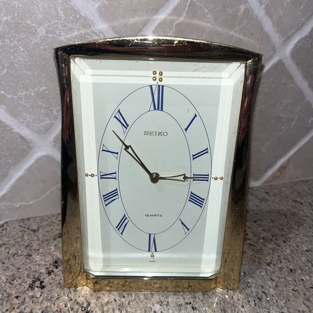 SEIKO QUARTZ CLOCK Solid Brass Desk Table CLOCK JAPAN 75.00 PicClick