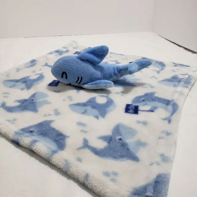 Babe Luxe Hello Blue & White Shark Plush Baby Security Blanket Toy Lovey