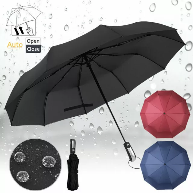 Men & Women 10 Ribs Stormproof Automatic Strong Folding Windproof Umbrella UK