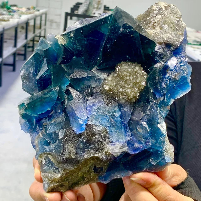 3.75lb Natural BLUE cubic fluorite cluster mineral samples