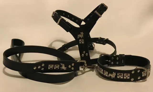 Leather French Bulldog  Dog Collar,Harness And Lead Set- Real Leather