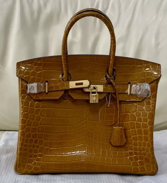 Beautiful Unbrandade Crocodile Tan Leather Medium Structured Handbag.”🌺☀️🌺