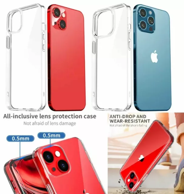 Case For iPhone 13 Pro Max 11 12 XR X 7 8 SE Clear Shockproof Cover Gel Silicone