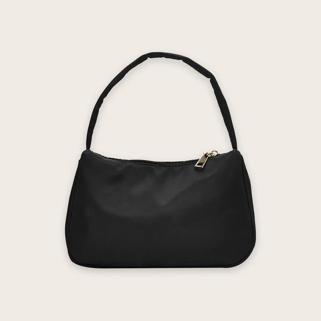 Borsa a mano da donna in nylon casual morta femmina solida ascella borsa a tracolla (nera