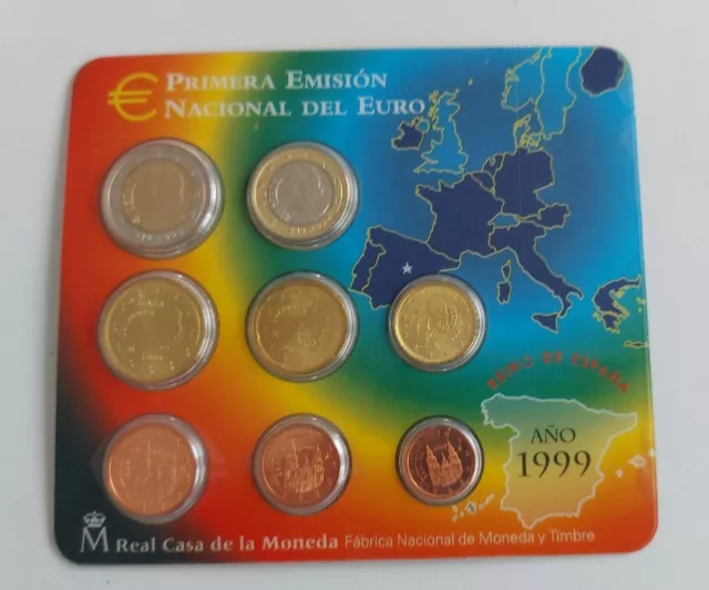 Spanien. Euro-KMS 1999  -1 Cent - 2 Euro