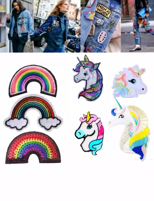 Unicorn Rainbow Embroidered Logo Patch Badge Iron On / Sew On Fancy Dress Pride