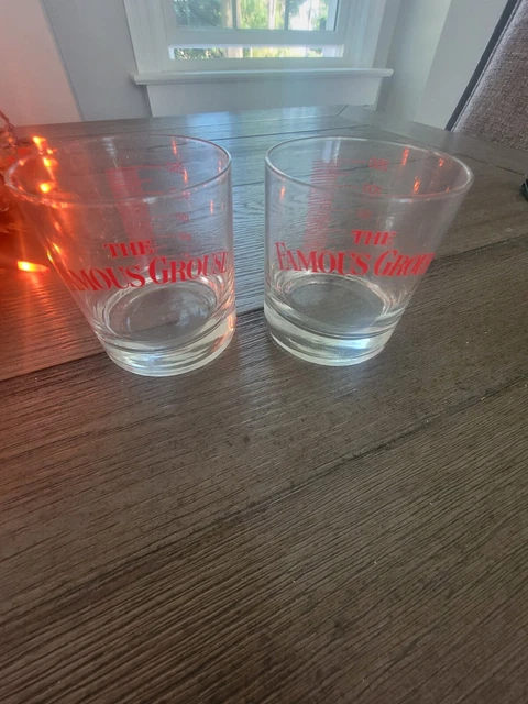 The Famous Grouse Collectible Pair of Whiskey Drinking Glasses Perfect Condition