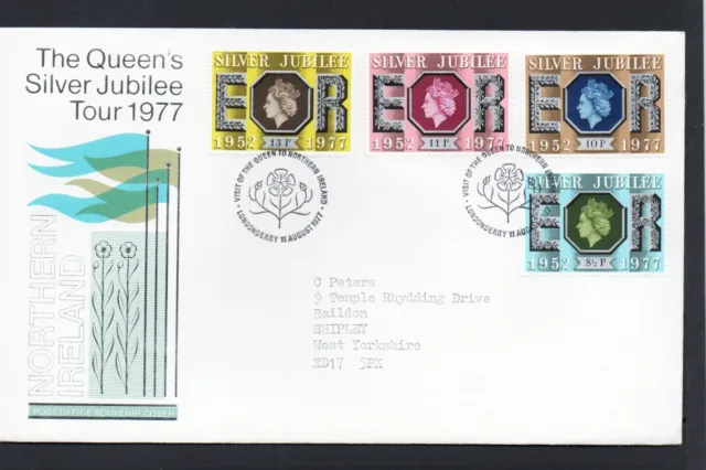 enveloppe the queen's silver jubilee tour 1977 + Carte du tour NORTHERN IRELAND