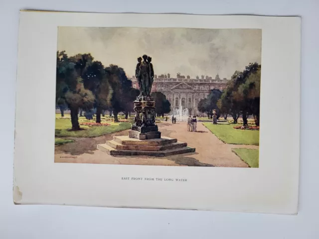 Old Vintage Colour Print Beautiful Homeland 1920s East Front from the Long Water