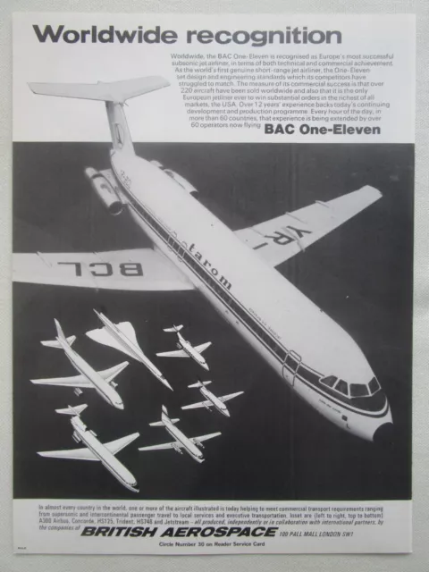 11/1977 Pub British Aerospace Bac One-Eleven Tarom Romanian Air Transport Ad