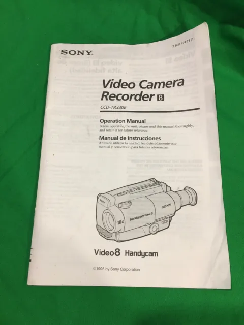 Instruction book for SONY Video camera Hi8 Handycam CCD-TR330E. Pre owned.