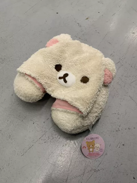 Rilakkuma Hooded Neck Pillow San-x Japan  Authentic Merchandise Travel Cushion