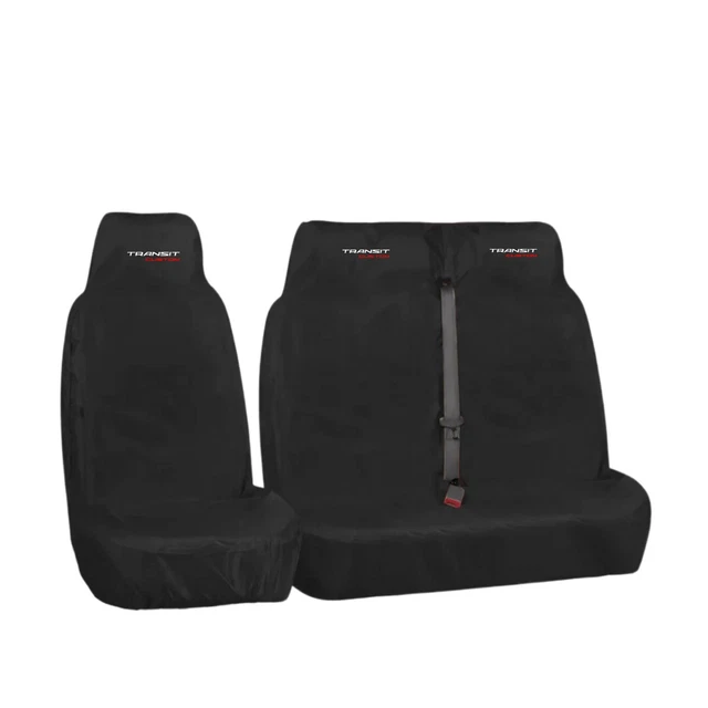 Seat Covers 2+1 Designed to fit FORD TRANSIT 2015 + BLACK CENTER Eco Leather LHD