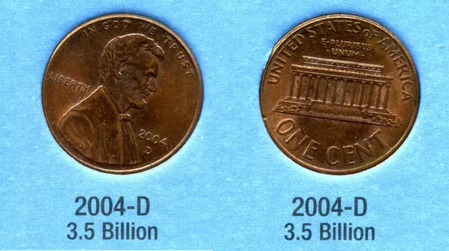 2004 D ABE Lincoln Memorial AMERICAN PENNY 1 CENT US U.S AMERICA ONE COIN #3665